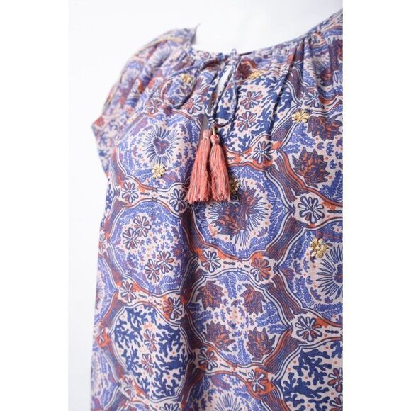 Chufy Womans Sai Tunic Midi Dress M Blue Kaftan Style Cotton Silk Blend NWT - Picture 4 of 6